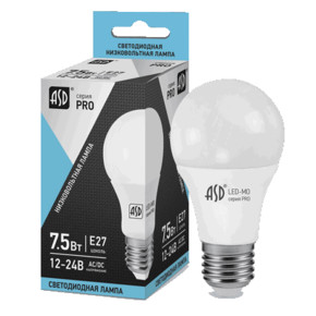 Лампа светодиодная низковольтная LED-MO-12/24V-PRO 7.5Вт 12-24В E27 4000К 600лм ASD