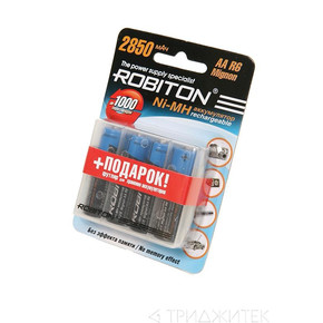 Аккумулятор Robiton R6 2850mAh Ni-MH BL4 + пласт. бокс, 09788