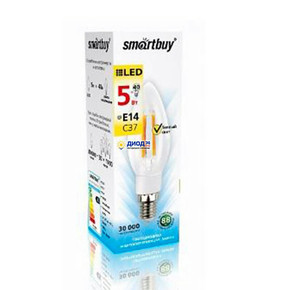 Светодиодная (LED)FIL Лампа Smartbuy-C37-05W/4000/E14