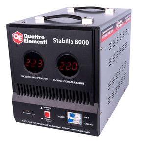 Стабилизатор напряжения QUATTRO ELEMENTI Stabilia 8000 (8000 ВА, 140-270 В, 16.5 кг, байпас)