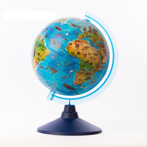 Глобус Зоогеографический (Детский) с подсветкой от батареек 210мм КлассикЕвро Ве012100249 2920010