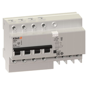 Выключатель автоматический дифференциального тока 4п C 63А 300мА тип A 4.5кА АД14-44 УХЛ4 КЭАЗ 14161
