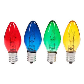 Лампа накаливания E12, 10W, для гирлянд/ночников, зеленый/красный/синий/желт 4385879