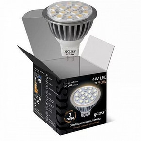Лампа Gauss LED MR16 4W GU5.3 AC220-240V 2700K диммируемая EB101005104-D
