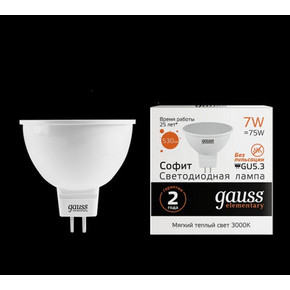 Лампа Gauss LED Elementary MR16 7W GU5.3 2700К (100)