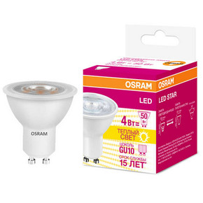 Лампа светодиодная LED STAR PAR16 4W/830 (замена 50Вт) 4Вт 3000К тепл. бел. GU10 370лм 220-240В проз