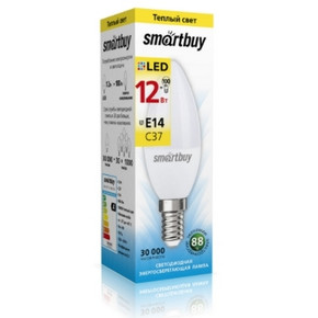 Светодиодная (LED) Лампа Smartbuy-C37-12W/3000 (SBL-C37-12-30K-E14)/100