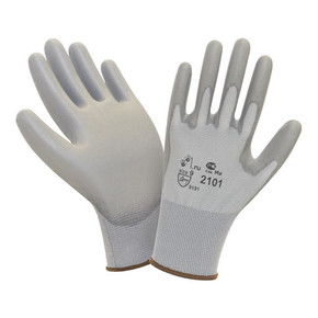 Перчатки 2101 GR р-р 6-10, серый нейлон/PU покрытие ладони и пальцев 1/240 (6)