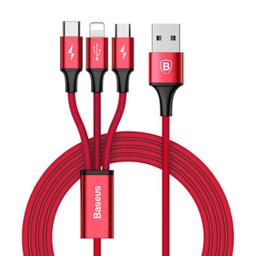 Кабель Robiton Multicord P12 USB(A)шт. - microUSB, Type C, iphone5, красный, PH1, 15191