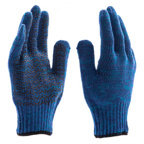 Перчатки трикотажные усиленные, гелевое ПВХ-покрытие, 7 класс, синие Россия Сибртех