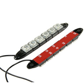 Дневные ходовые огни TORSO 6 LED, 12 Вт, 175 мм, гибкий пластиковый корпус, 2 шт, свет белый 26126