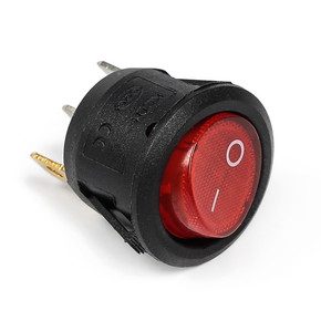 Выключатель клавишный, одинарный с подсветкой, d 23 мм, красный 3558394