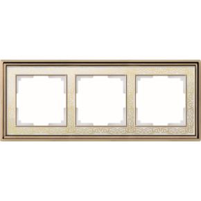 WL77-Frame-03/ Рамка на 3 поста (золото/белый)