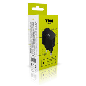 Сетевое зарядное устройство 1 A Max, USB ,черное Voxi SBP-0001