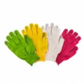 Перчатки в наборе, цвета: зеленый, розовая фуксия, желтый, синий, оранжевый, ПВХ точка, L, Россия Palisad