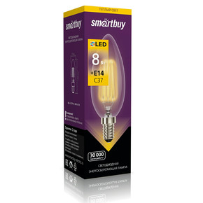 Светодиодная (LED)FIL Лампа Smartbuy-C37-8W/3000/E14 (SBL-C37F-8-30K-E14)