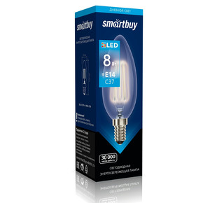 Светодиодная (LED)FIL Лампа Smartbuy-C37-8W/4000/E14 (SBL-C37F-8-40K-E14)