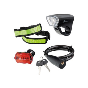 Набор велосипедный : передний и задний фонари Led, светоотражатель и тросовый замок Stern