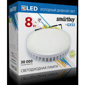 Светодиодная (LED) Tablet GX53 Smartbuy-8W/6000K/Мат рассеиватель (SBL-GX-8W-6K)