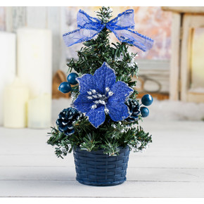 елка декор 20 см синий со снегом 538795