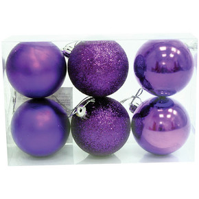 набор шаров пластик d-6 см гламур светло фиолетовый (набор 4 шт) 1310239