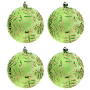 набор шаров пластик d-9,5 см зеленый кружевные узоры (набор 4 шт) 1346737