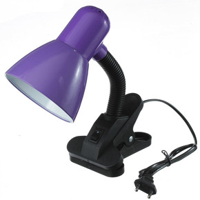 Лампа настольная Е27, светорегулятор, на зажиме (220В) фиолетовая (108А) 739285