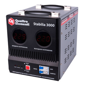Стабилизатор напряжения QUATTRO ELEMENTI Stabilia 3000(3000 ВА, 140-270 В, 8.0 кг, байпас)