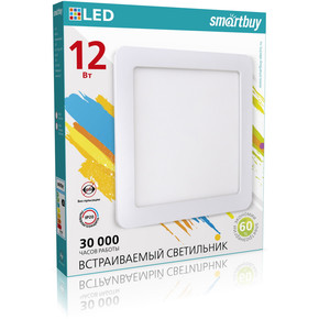 Встраиваемый (LED) светильник DL Smartbuy Square-12w/4000K/IP20 (SBL-DLSq-12-4K)/40