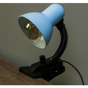 Лампа настольная Е27, с выкл. на зажиме (220В) голубая (108В) 739281
