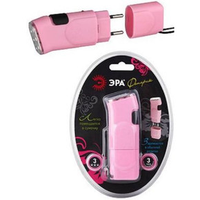 ЭРА фонарь SDA10M Pink (акк. Ni-MH) 3св/д розовый/пластик, вилка 220V, BL