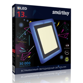 Встраиваемый (LED) светильник Квадрат с подсветкой DLB Smartbuy-13w/3000K+B/IP20 (SBLSq-DLB-13-3K-B)