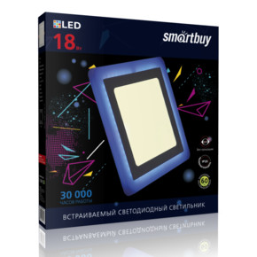 Встраиваемый (LED) светильник Квадрат с подсветкой DLB Smartbuy-18w/3000K+B/IP20 (SBLSq-DLB-18-3K-B)
