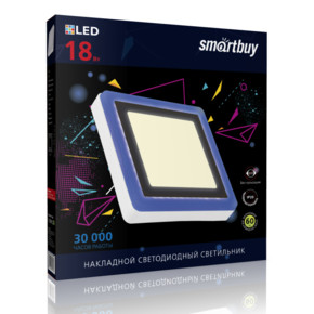 Накладной (LED) светильник Квадрат с подсветкой DLB Smartbuy-18w/3000K+B/IP20 (SBLSq1-DLB-18-3K-B)