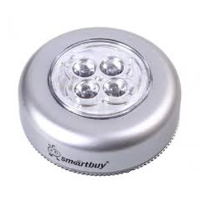 Светодиодный фонарь PUSH LIGHT 1 шт х 4 LED Smartbuy 3AAA, серебристый (SBF-831-S)/200