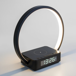 Сенсорная светодиодная настольная лампа с беспроводной зарядкой и будильником 80505/1 черный