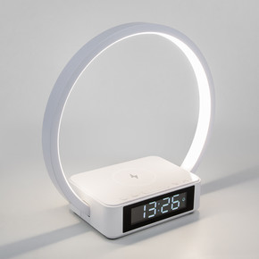 Сенсорная светодиодная настольная лампа с беспроводной зарядкой и будильником 80505/1 белый