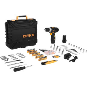 Аккумуляторная дрель-шуруповерт DEKO GCD12DU3 в кейсе + набор 193 инструмента для дома, 12В, 2х1.5Ач 063-4138